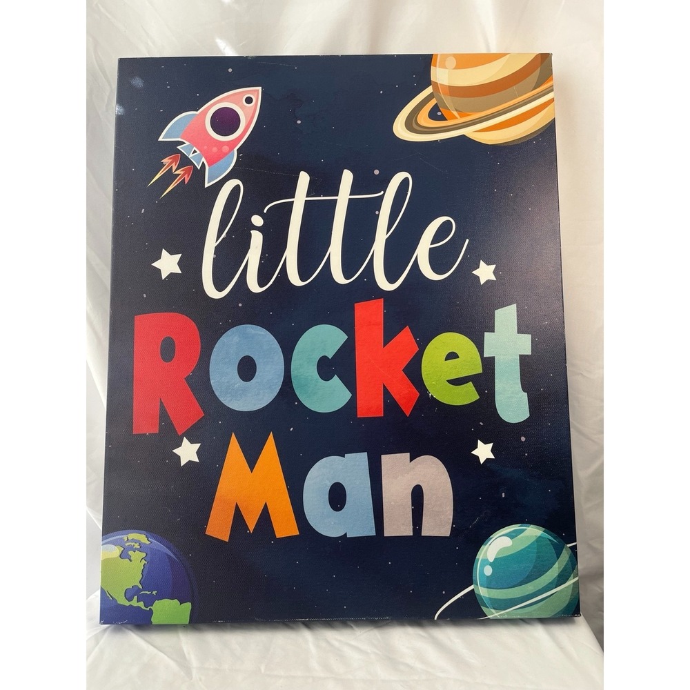 Little Rocket Man Space Canvas Wall Art Kids Nursery Bedroom Decor 16x20